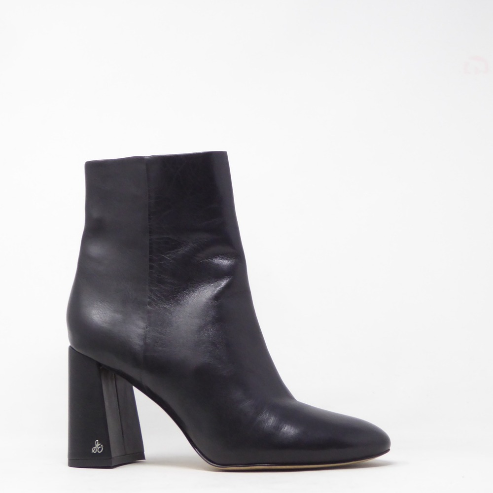 Sam Edelman Women Donna Booties Black Leather Block Heel Ankle Boots 9 M